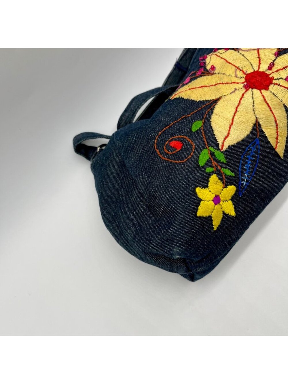 Denim Flower Embroidery Shoulder Bag - Picture 7 of 10